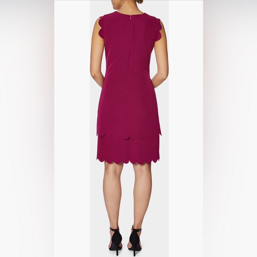 NWT Betsy Johnson Scalloped Trim “Scuba” Fuchsia Dress with Accented Layers